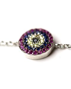 Silver 925 purple eye bracelet with zircons 