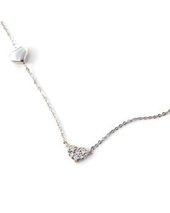 White Gold 14K handcrafted necklace with hearts adorn with white zircons